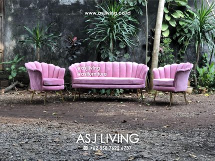 Set Sofa Kerang Soft Pink Kaki Stainless